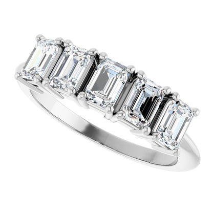 1 5/8 Ctw Emerald Lab-Grown Diamond Anniversary Band - White Gold - Lab Grown Diamond
