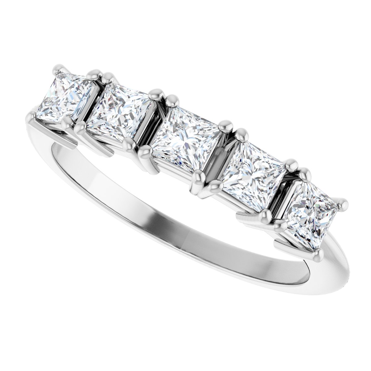 3/4 Ctw Square Lab-Grown Diamond Anniversary Band - White Gold - Lab Grown Diamond