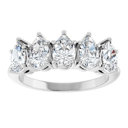 1 5/8 Ctw Pear Lab-Grown Diamond Anniversary Band - White Gold - Lab Grown Diamond