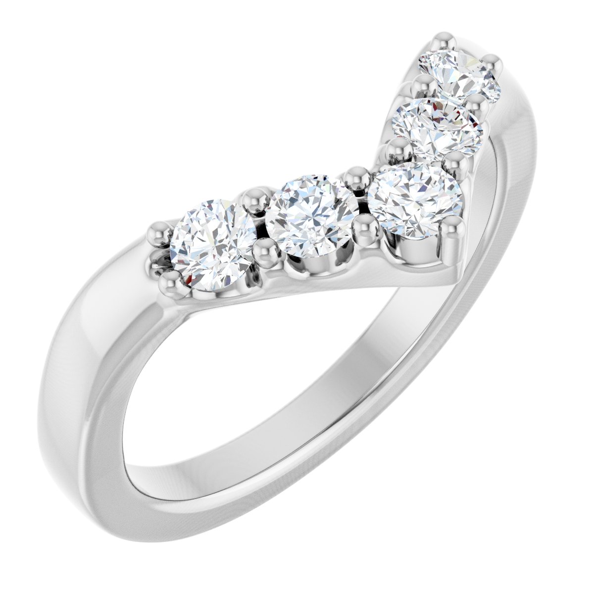 1/6 Ctw Lab-Grown Diamond Contour Band - White Gold - Lab Grown Diamond