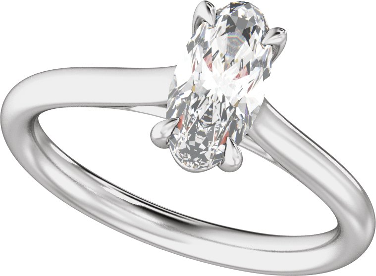 2 Ctw Oval Lab-Grown Diamond Engagement Ring - White Gold - Lab Grown Diamond