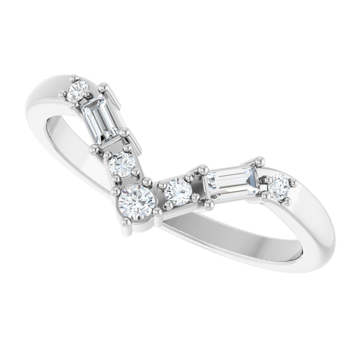 1/6 Ctw Lab-Grown Diamond Contour Band - White Gold - Lab Grown Diamond