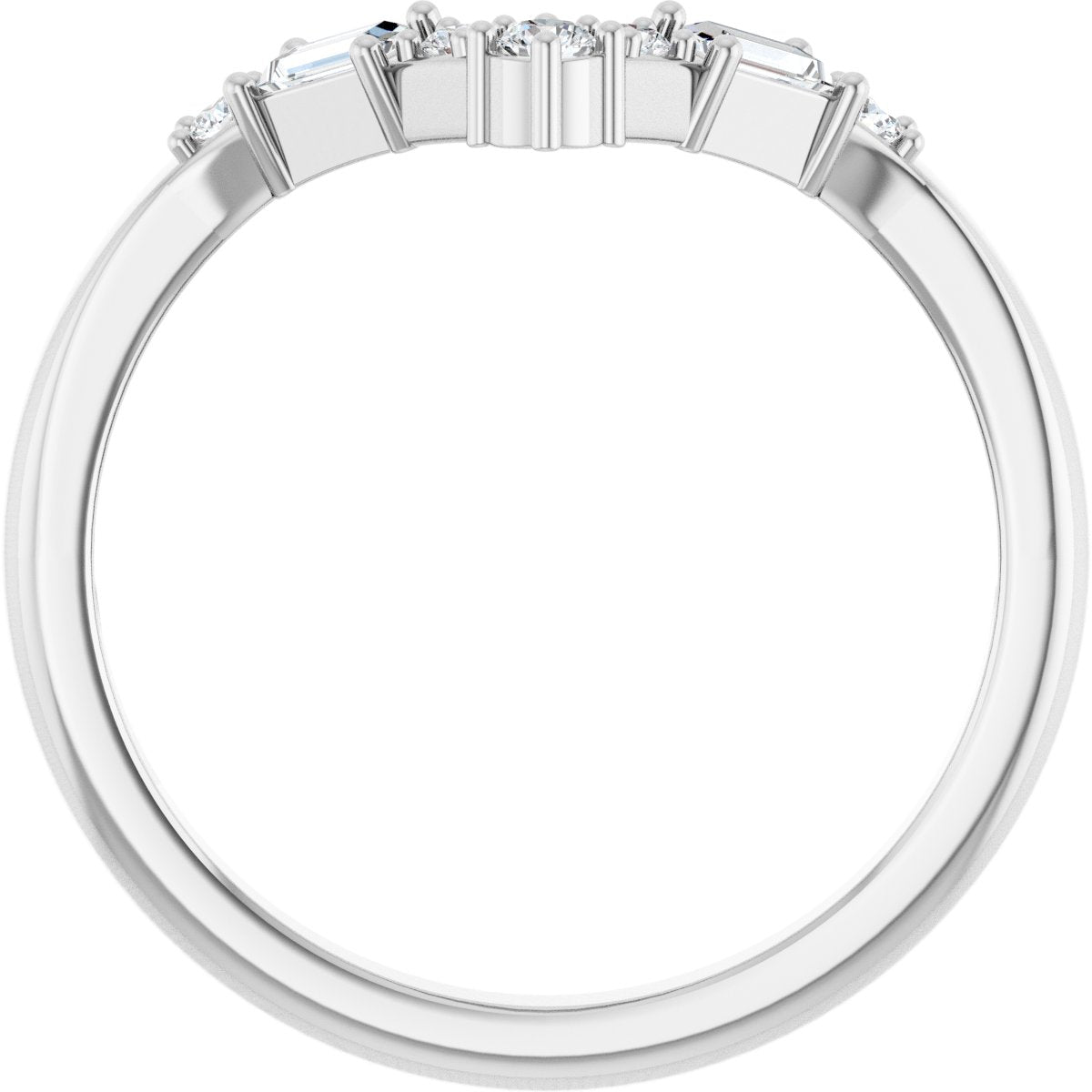 1/6 Ctw Lab-Grown Diamond Contour Band - White Gold - Lab Grown Diamond