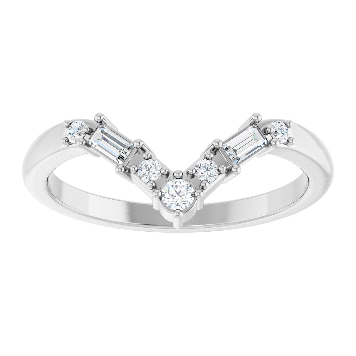 1/6 Ctw Lab-Grown Diamond Contour Band - White Gold - Lab Grown Diamond