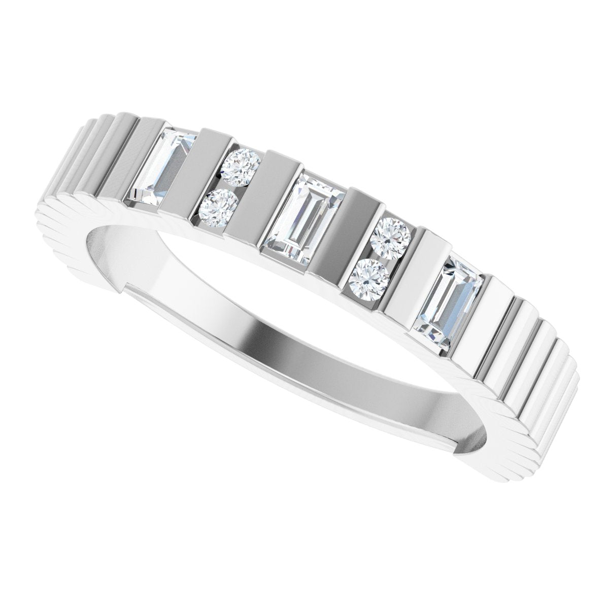 1/4 Ctw Straight Baguette Lab-Grown Diamond Anniversary Band - White Gold - Lab Grown Diamond