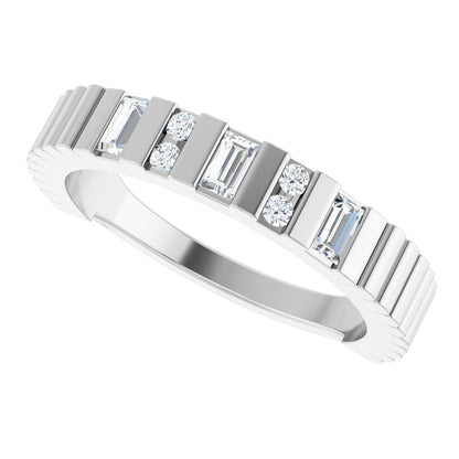 1/4 Ctw Straight Baguette Lab-Grown Diamond Anniversary Band - White Gold - Lab Grown Diamond