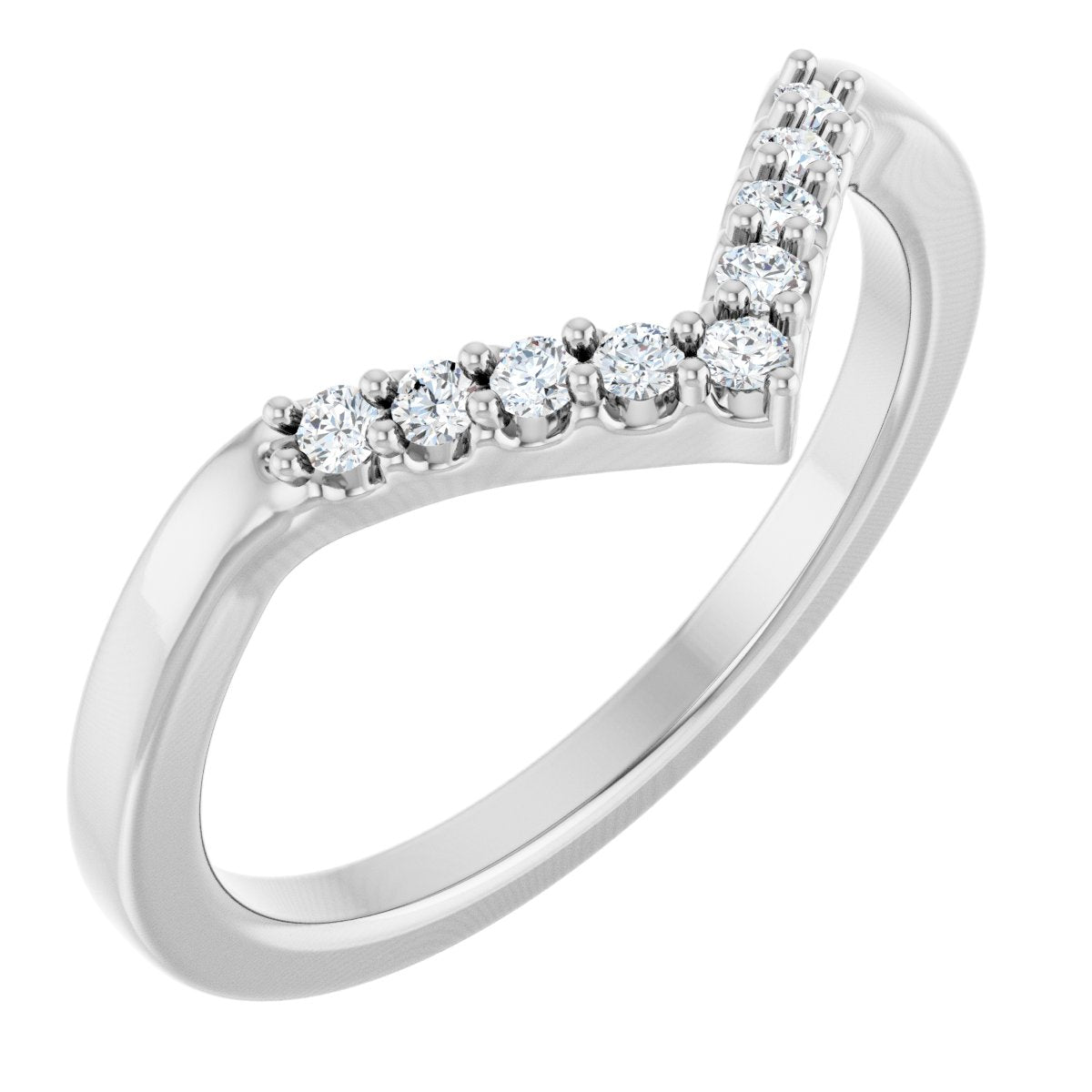 1/8 Ctw Lab-Grown Diamond Contour Band - White Gold - Lab Grown Diamond