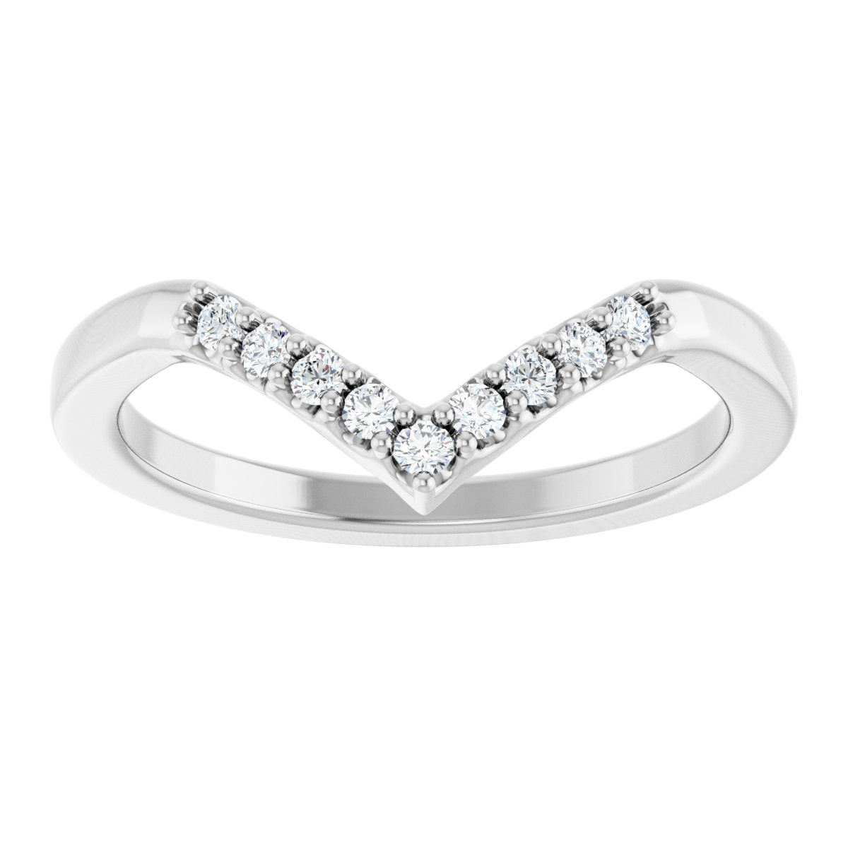 1/8 Ctw Lab-Grown Diamond Contour Band - White Gold - Lab Grown Diamond