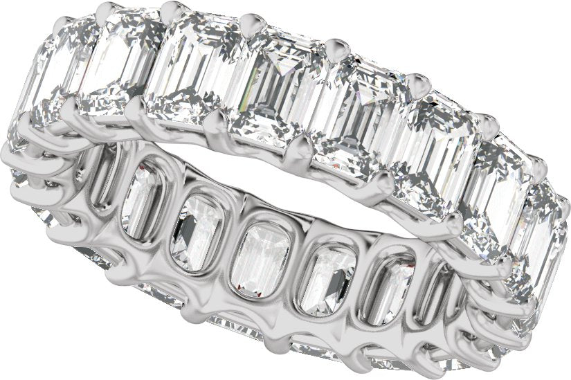 6 Ctw Emerald Lab-Grown Diamond Low Profile Eternity Band - White Gold - Lab Grown Diamond