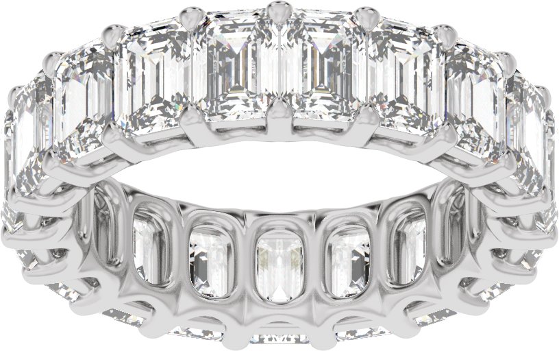 6 Ctw Emerald Lab-Grown Diamond Low Profile Eternity Band - White Gold - Lab Grown Diamond