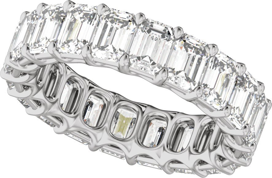 6 1/3 Ctw Emerald Lab-Grown Diamond Low Profile Eternity Band - White Gold - Lab Grown Diamond