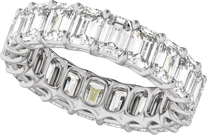 6 1/3 Ctw Emerald Lab-Grown Diamond Low Profile Eternity Band - White Gold - Lab Grown Diamond