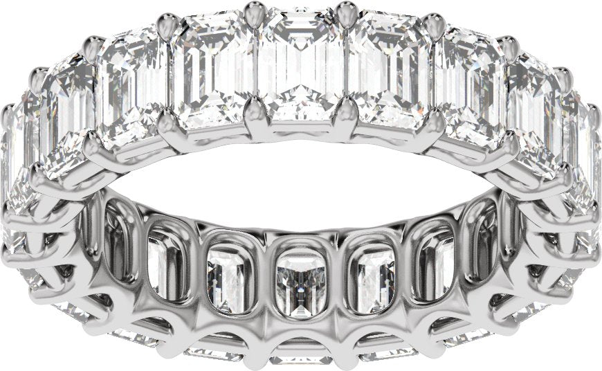 6 1/3 Ctw Emerald Lab-Grown Diamond Low Profile Eternity Band - White Gold - Lab Grown Diamond