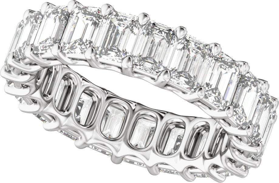 6 5/8 Ctw Emerald Lab-Grown Diamond Low Profile Eternity Band - White Gold - Lab Grown Diamond