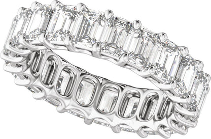 6 5/8 Ctw Emerald Lab-Grown Diamond Low Profile Eternity Band - White Gold - Lab Grown Diamond