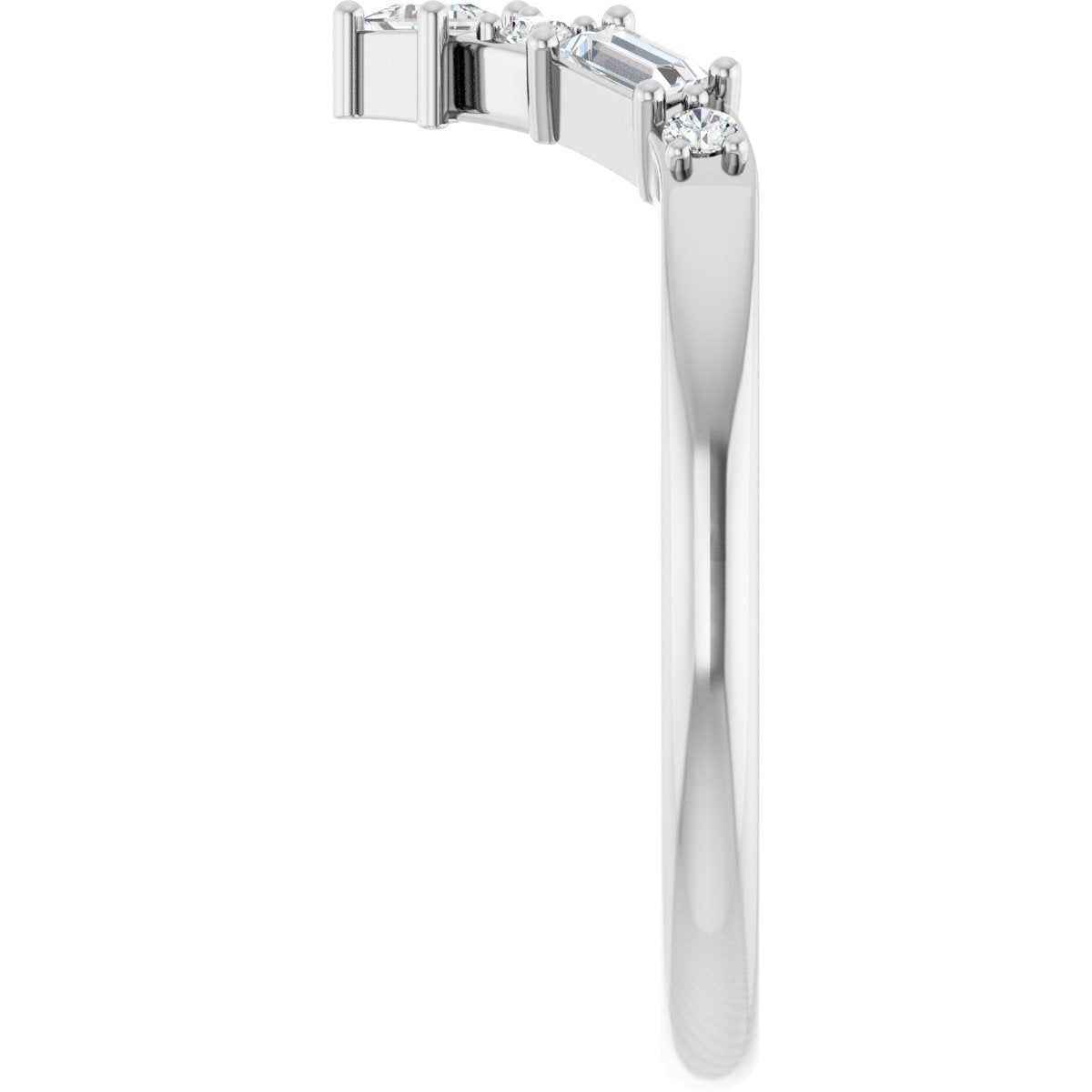 1/5 Ctw Square Lab-Grown Diamond Contour Band - White Gold - Lab Grown Diamond
