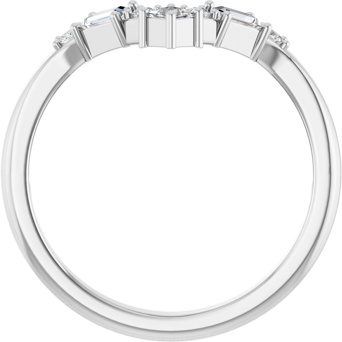 1/5 Ctw Square Lab-Grown Diamond Contour Band - White Gold - Lab Grown Diamond