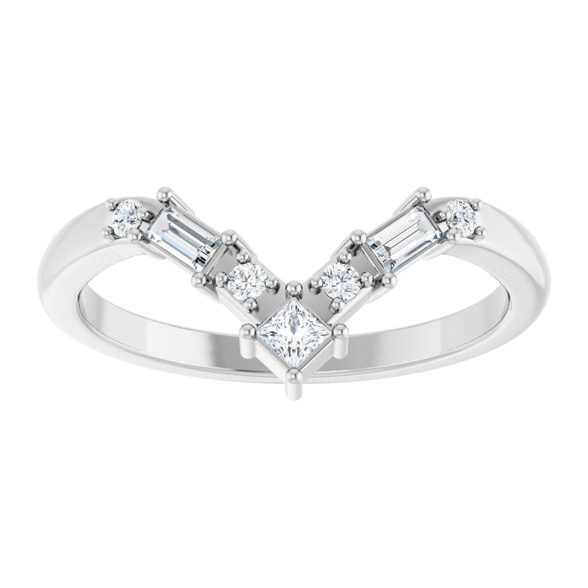 1/5 Ctw Square Lab-Grown Diamond Contour Band - White Gold - Lab Grown Diamond