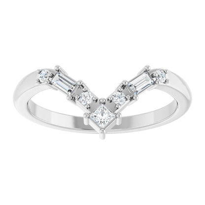 1/5 Ctw Square Lab-Grown Diamond Contour Band - White Gold - Lab Grown Diamond