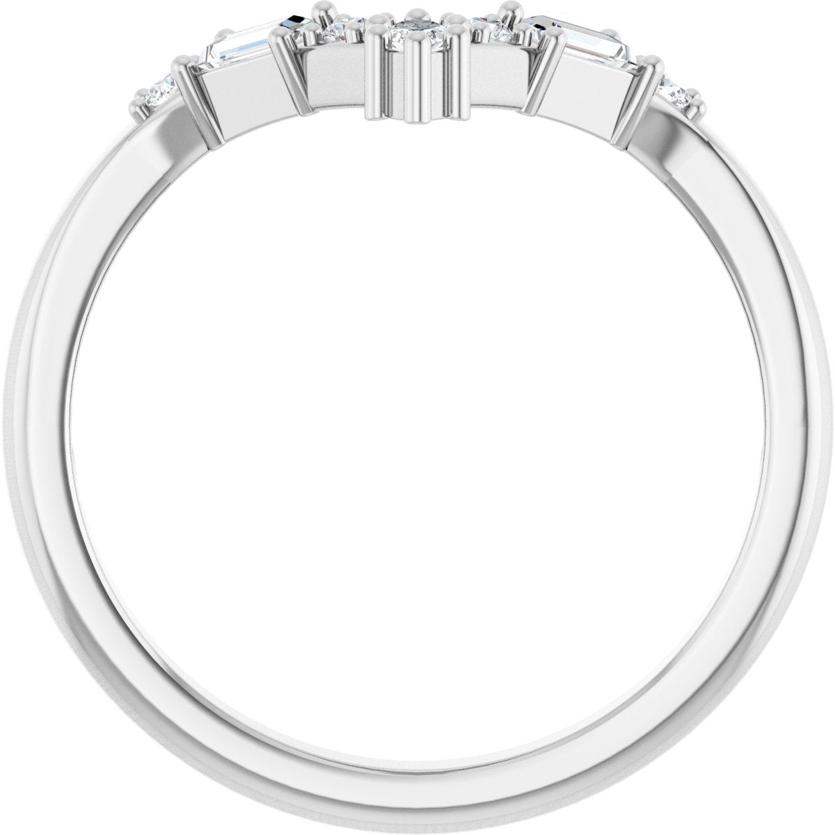 1/5 Ctw Marquise Lab-Grown Diamond Contour Band - White Gold - Lab Grown Diamond
