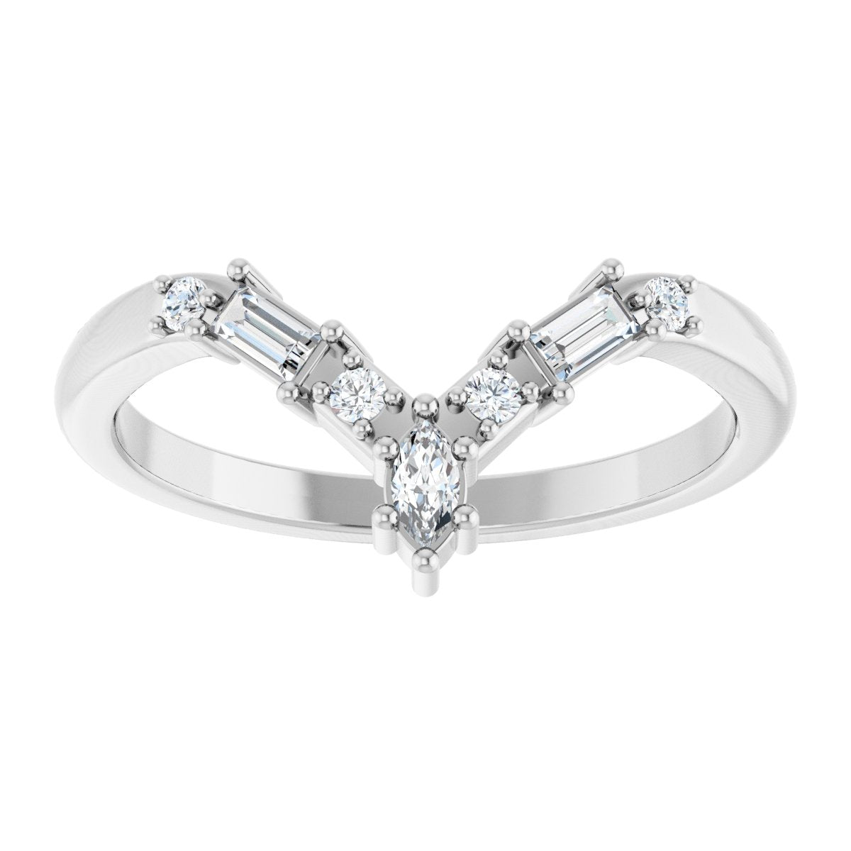 1/5 Ctw Marquise Lab-Grown Diamond Contour Band - White Gold - Lab Grown Diamond