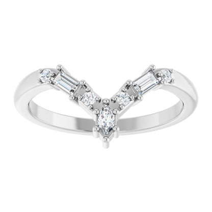1/5 Ctw Marquise Lab-Grown Diamond Contour Band - White Gold - Lab Grown Diamond