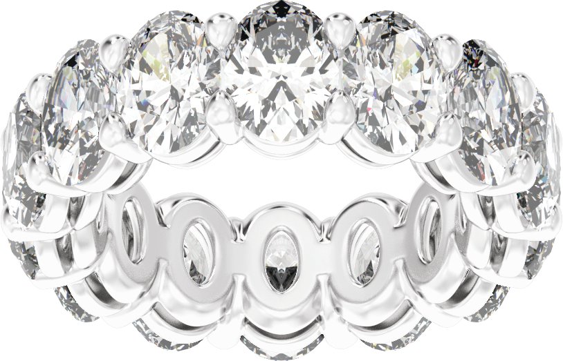 8 3/4 Ctw Oval Lab-Grown Diamond Low Profile Eternity Band - White Gold - Lab Grown Diamond