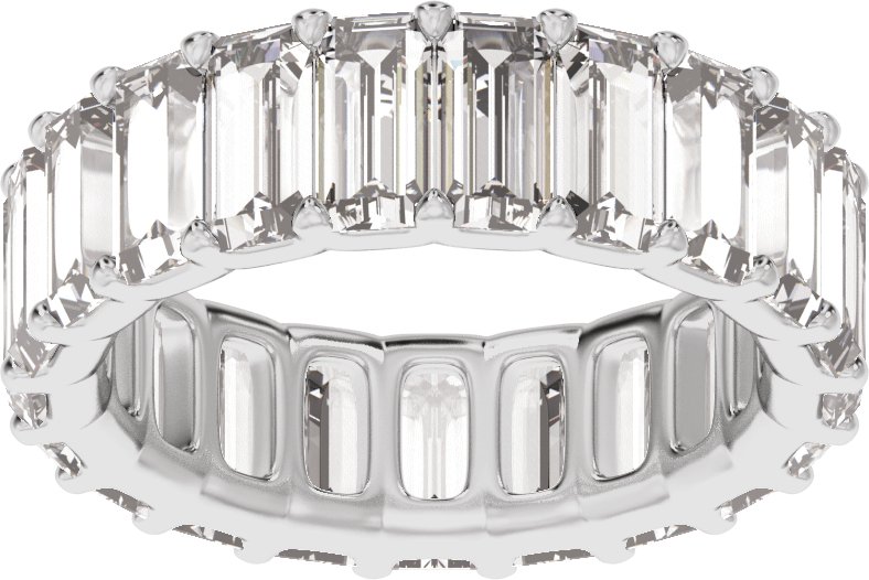 4 1/4 Ctw Straight Baguette Lab-Grown Diamond Low Profile Eternity Band - White Gold - Lab Grown Diamond