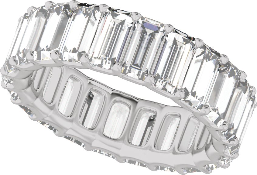 4 3/8 Ctw Straight Baguette Lab-Grown Diamond Low Profile Eternity Band - White Gold - Lab Grown Diamond