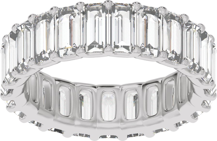 4 5/8 Ctw Straight Baguette Lab-Grown Diamond Low Profile Eternity Band - White Gold - Lab Grown Diamond
