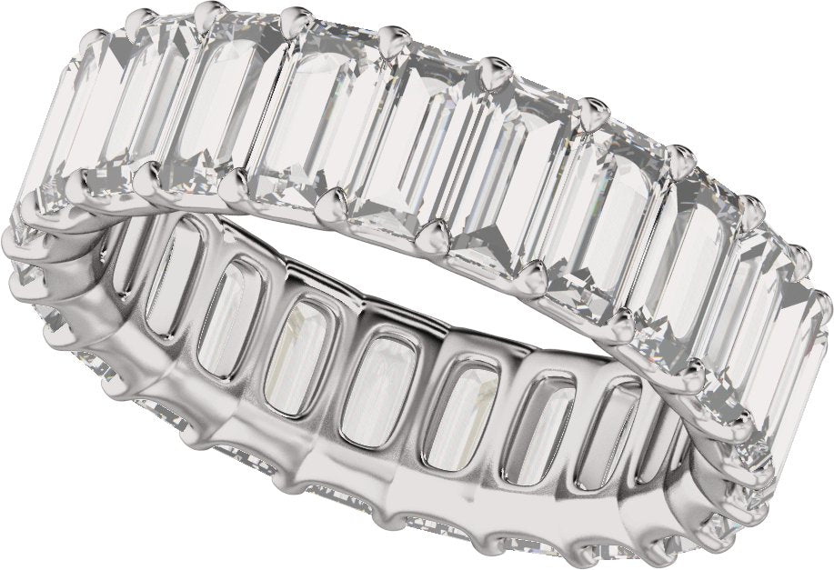 4 5/8 Ctw Straight Baguette Lab-Grown Diamond Low Profile Eternity Band - White Gold - Lab Grown Diamond