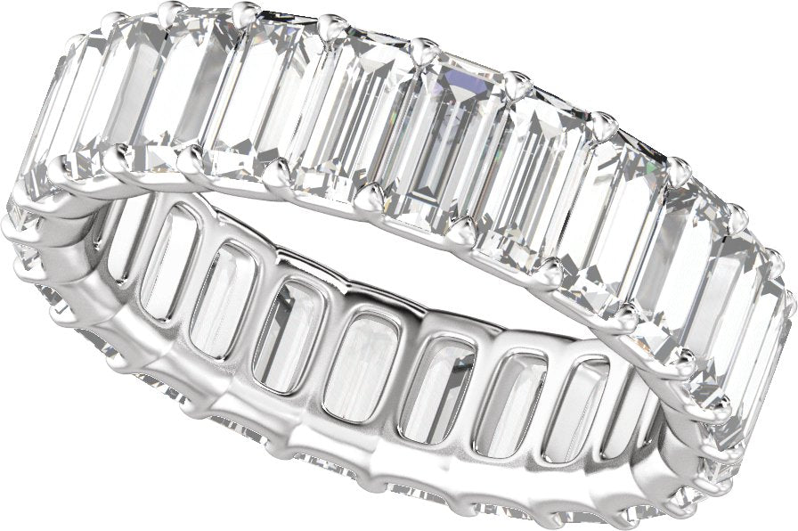 4 3/4 Ctw Straight Baguette Lab-Grown Diamond Low Profile Eternity Band - White Gold - Lab Grown Diamond