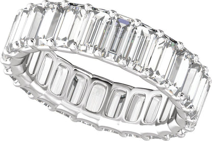 4 3/4 Ctw Straight Baguette Lab-Grown Diamond Low Profile Eternity Band - White Gold - Lab Grown Diamond
