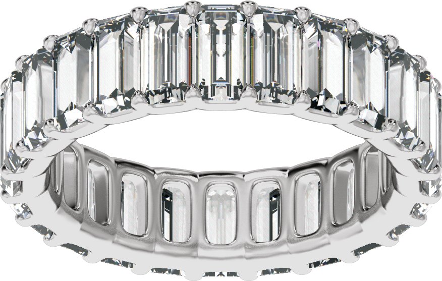 4 3/4 Ctw Straight Baguette Lab-Grown Diamond Low Profile Eternity Band - White Gold - Lab Grown Diamond