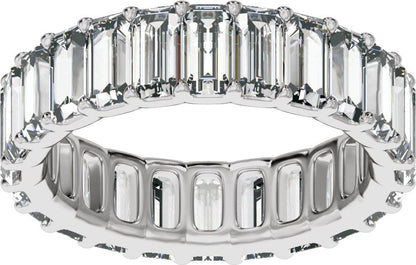 4 3/4 Ctw Straight Baguette Lab-Grown Diamond Low Profile Eternity Band - White Gold - Lab Grown Diamond
