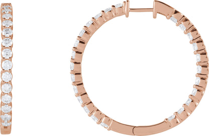 4 Ctw Lab-Grown Diamond Inside-Outside Hoop Earrings