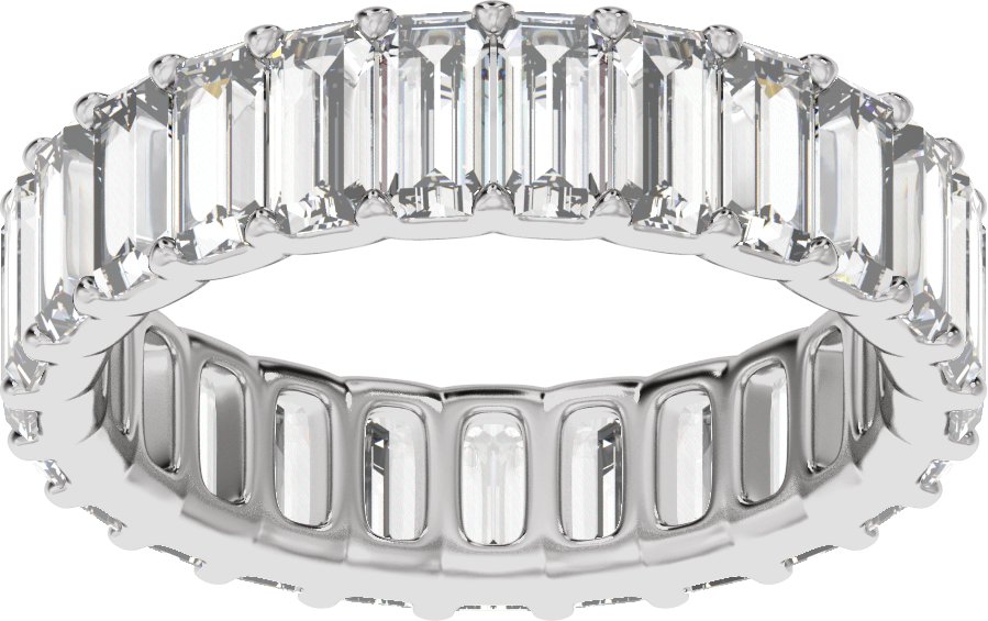 5 Ctw Straight Baguette Lab-Grown Diamond Low Profile Eternity Band - White Gold - Lab Grown Diamond