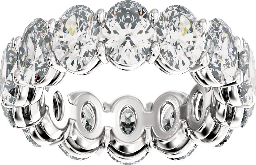 7 1/4 Ctw Oval Lab-Grown Diamond Low Profile Eternity Band - White Gold - Lab Grown Diamond