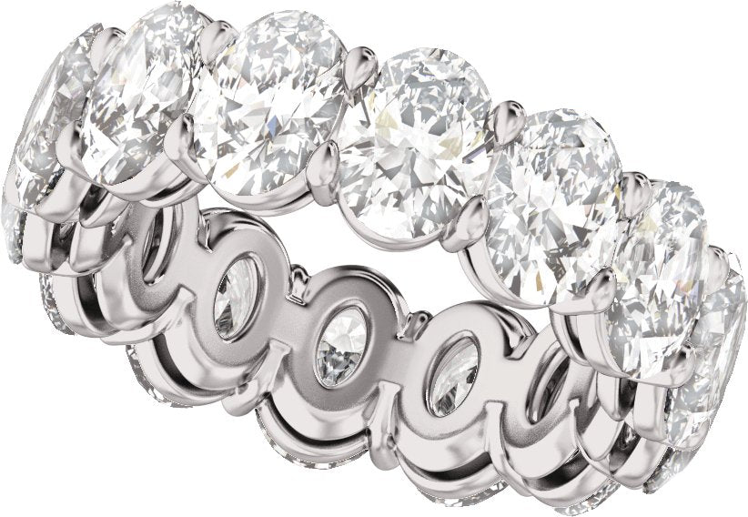 7 1/4 Ctw Oval Lab-Grown Diamond Low Profile Eternity Band - White Gold - Lab Grown Diamond