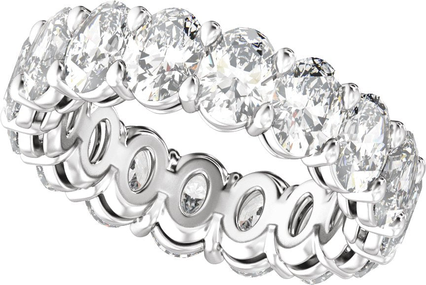 7 3/4 Ctw Oval Lab-Grown Diamond Low Profile Eternity Band - White Gold - Lab Grown Diamond