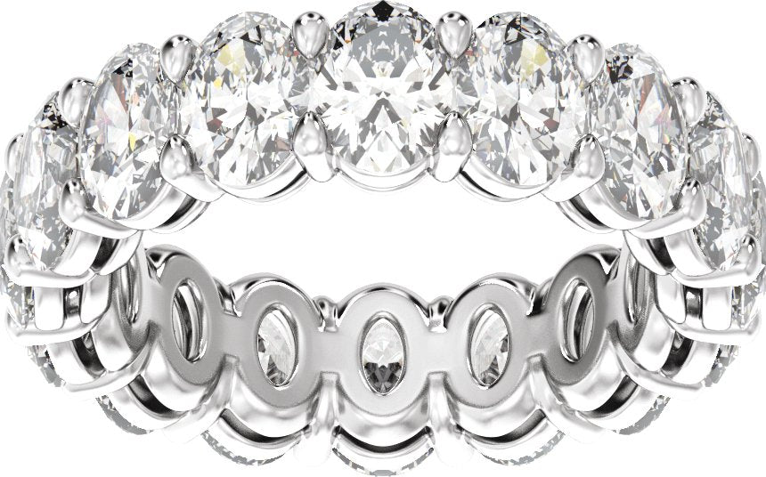 7 3/4 Ctw Oval Lab-Grown Diamond Low Profile Eternity Band - White Gold - Lab Grown Diamond