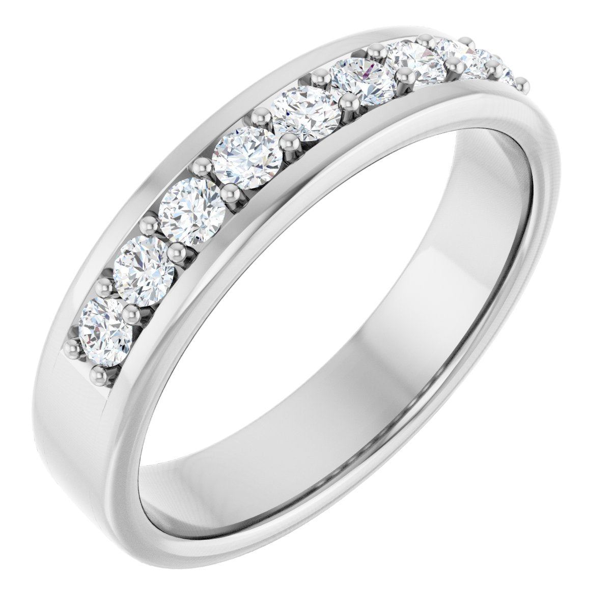 1/2 Ctw Lab-Grown Diamond Flat Band - White Gold - Lab Grown Diamond