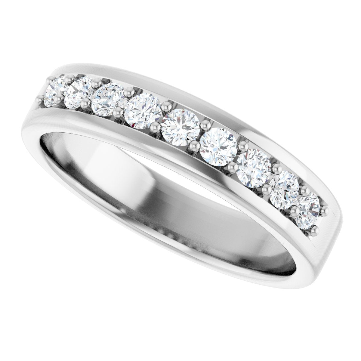 1/2 Ctw Lab-Grown Diamond Flat Band - White Gold - Lab Grown Diamond