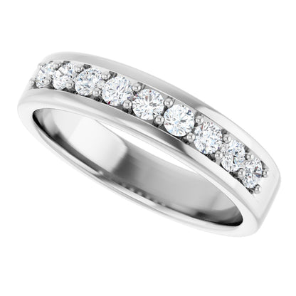 1/2 Ctw Lab-Grown Diamond Flat Band - White Gold - Lab Grown Diamond