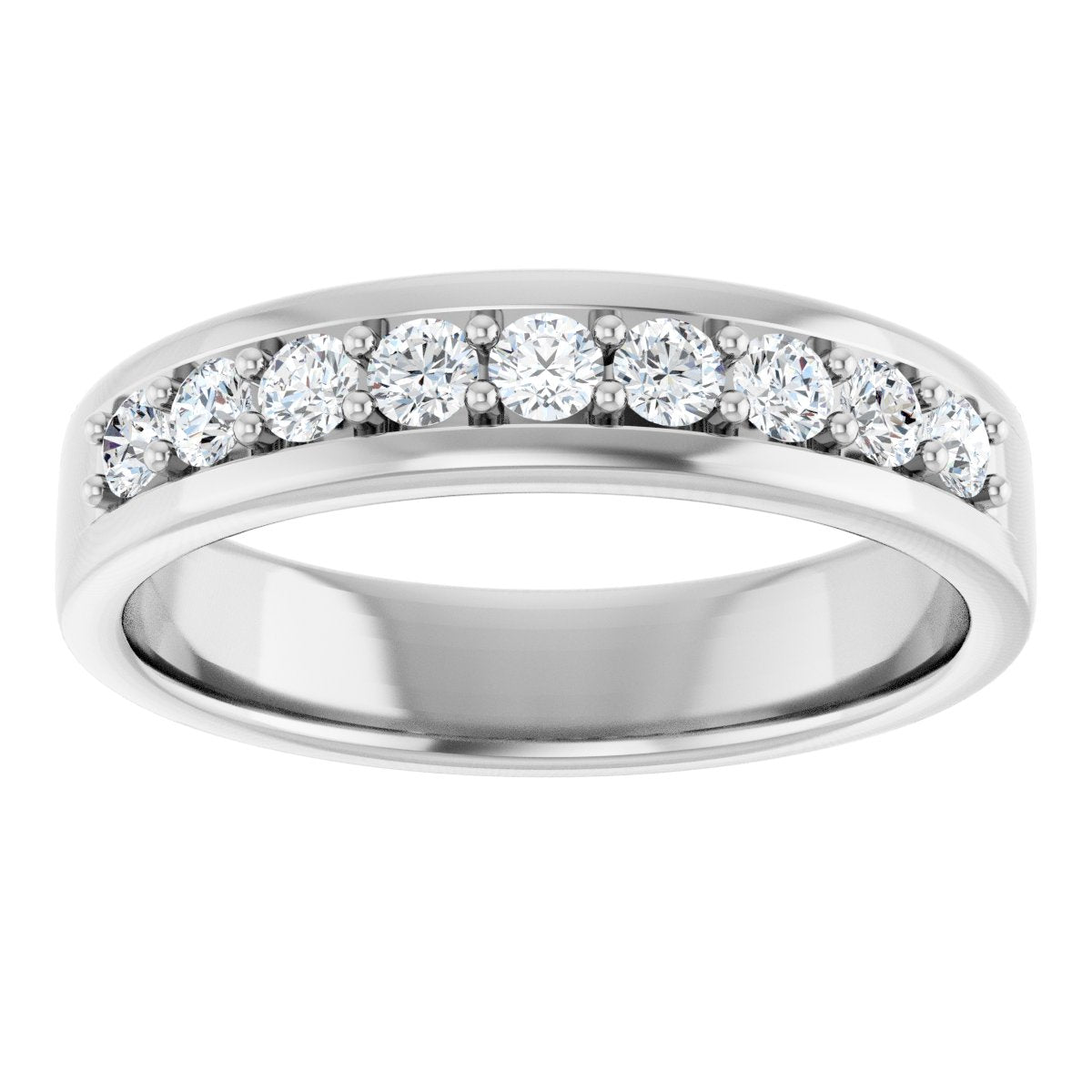 1/2 Ctw Lab-Grown Diamond Flat Band - White Gold - Lab Grown Diamond