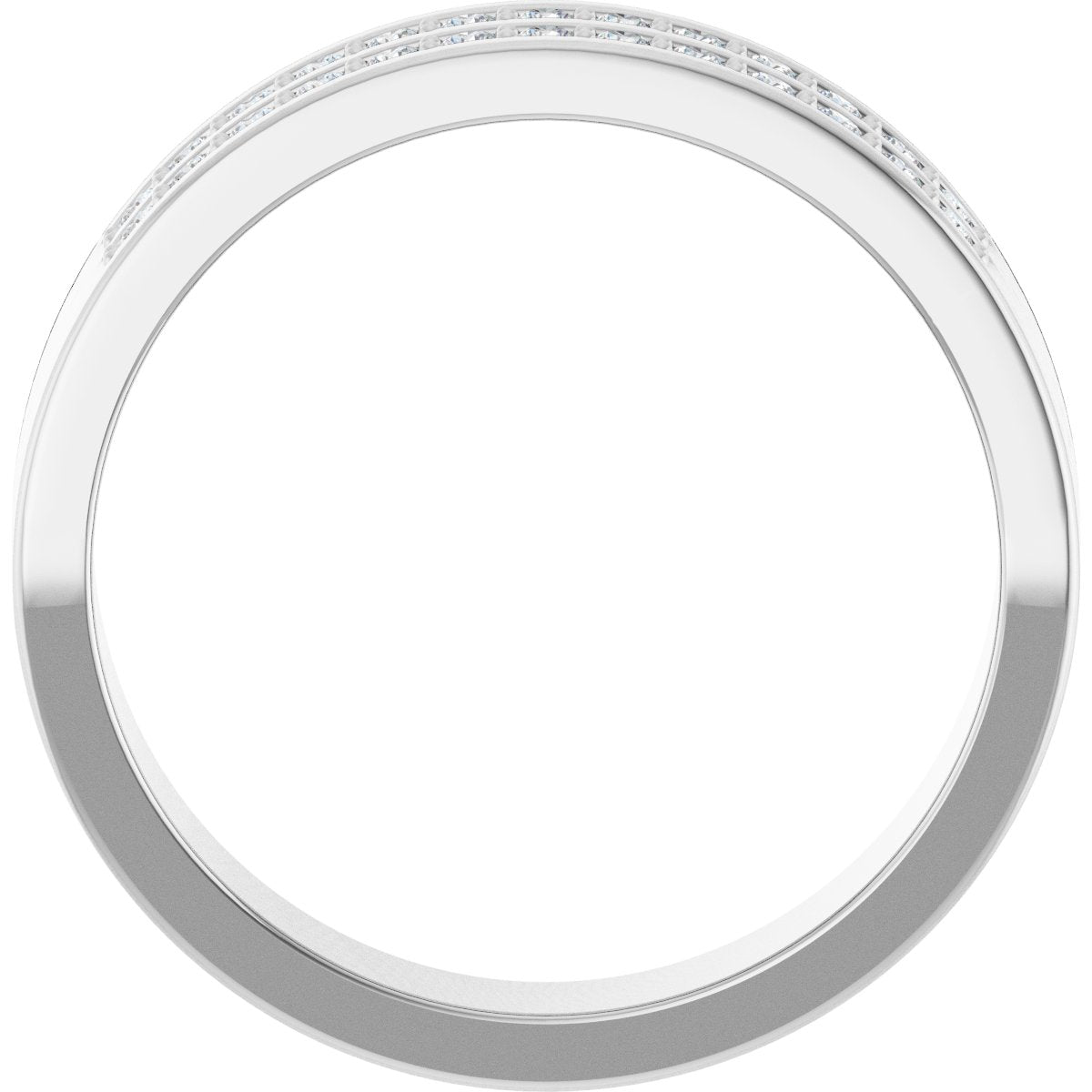 3/8 Ctw Lab-Grown Diamond Double Row Accented Tapered Band - White Gold - Lab Grown Diamond