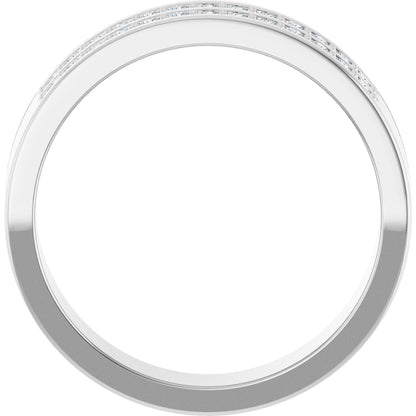 3/8 Ctw Lab-Grown Diamond Double Row Accented Tapered Band - White Gold - Lab Grown Diamond