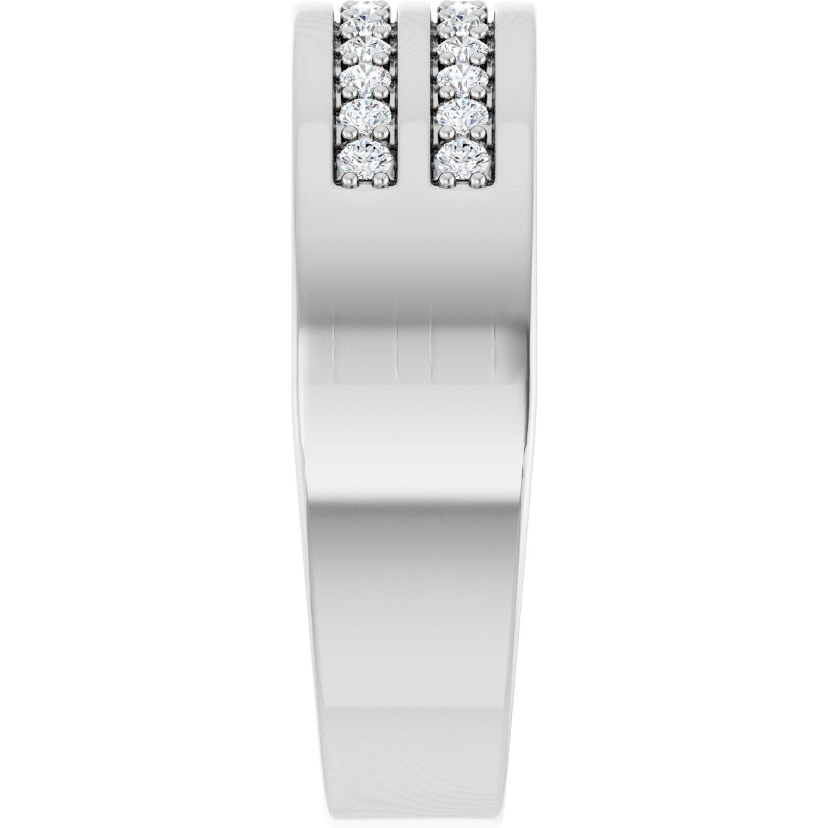 3/8 Ctw Lab-Grown Diamond Double Row Accented Tapered Band - White Gold - Lab Grown Diamond