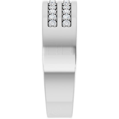 3/8 Ctw Lab-Grown Diamond Double Row Accented Tapered Band - White Gold - Lab Grown Diamond
