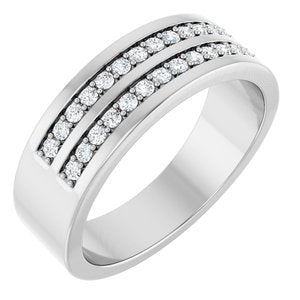 3/8 Ctw Lab-Grown Diamond Double Row Accented Tapered Band